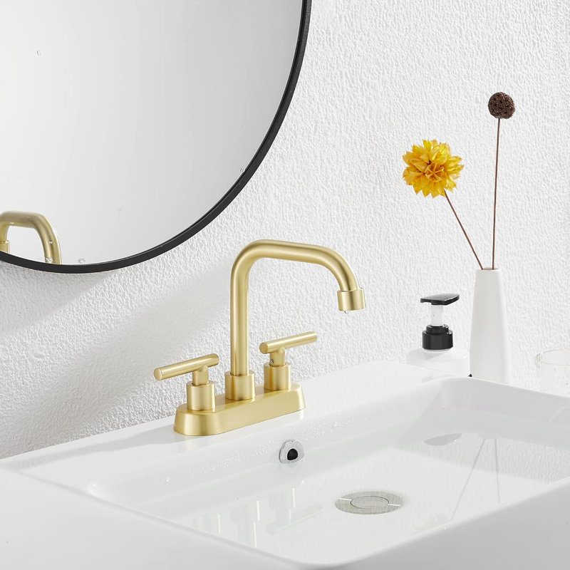 66396- Centerset 4Inch Bathroom Sink Faucet, Brushed Gold