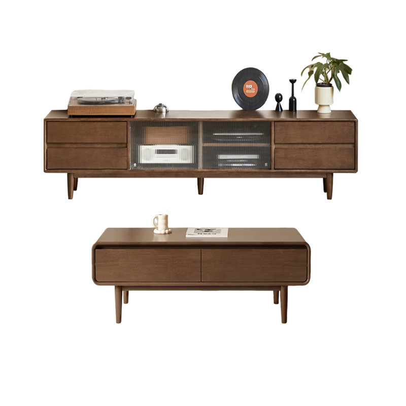 Meuble télé et table basse en hévéa