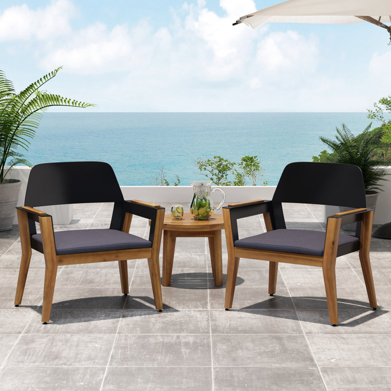 Chaises d'extérieur 2 pièces avec fabrication en bois, coussins d'eau, attrait industriel moderne pour la cour, la terrasse, le jardin, le balcon, club d'assemblage facile dans le style, structure simple