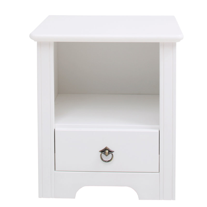 Fitzgerald 45cm W Solid Wood Bedside Table, White 