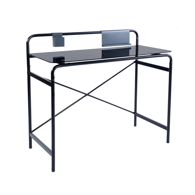Fritz Glass Top Metal Base Writing Desk