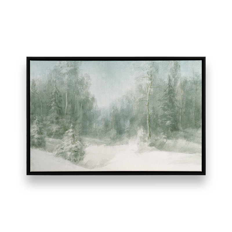 Imprimé paisible forêt givrée, H 12,75 po x l 18,75 po x P 1,75 po, Cadre noir