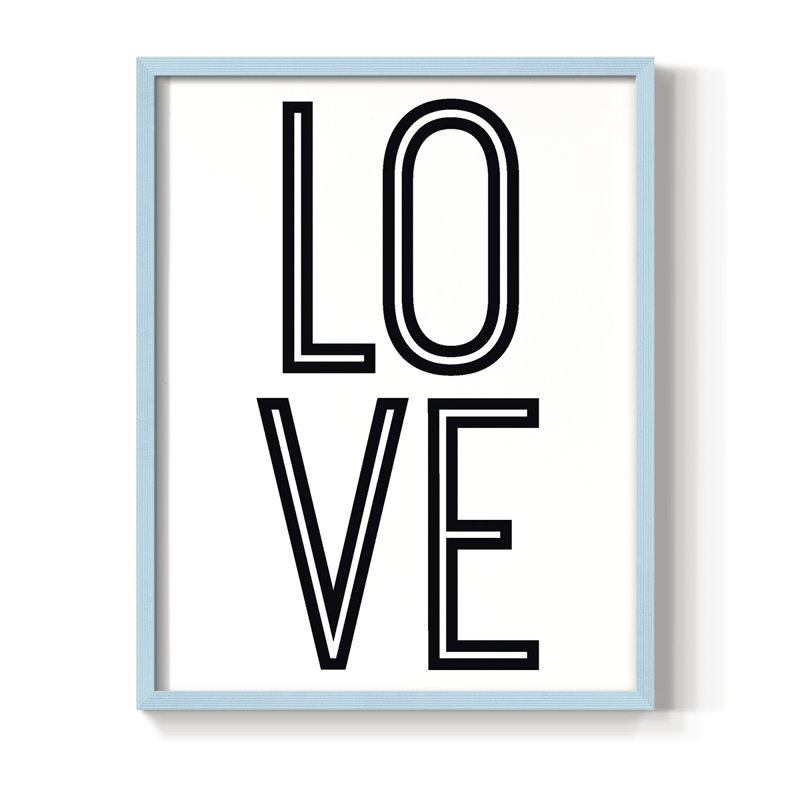 «Bold Love II», reproduction encadrée - bois massif, H 30 po x l 24 po, Bleu