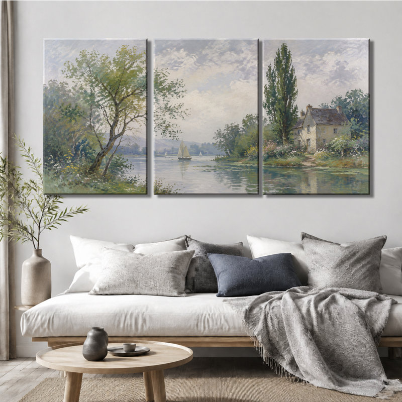 Impression sur toile 3 voiliers impressionniste, 16 * 24 pouces * 3