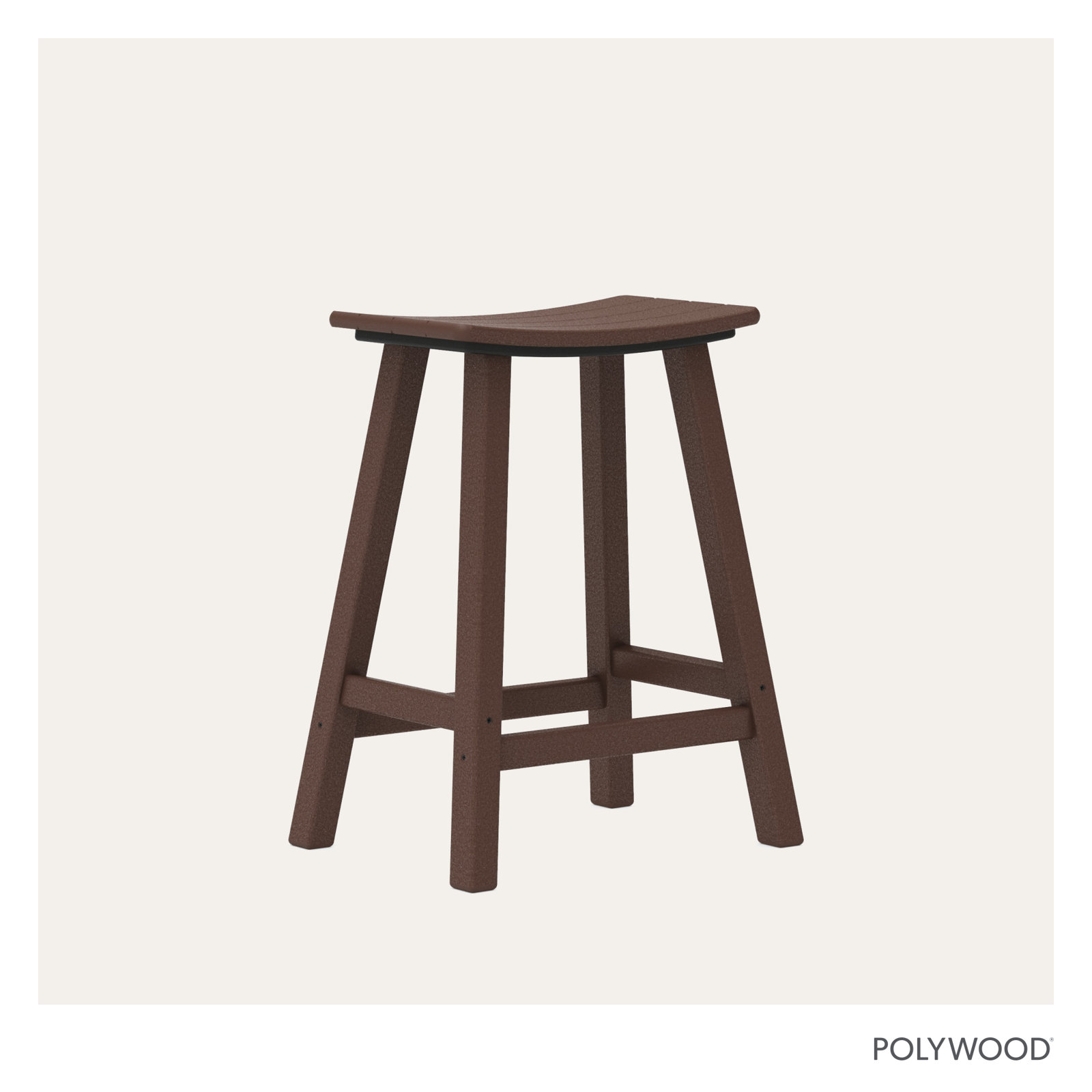 POLYWOOD Traditional Garden Patio Bar Stool, Mahogany, 24.75" H