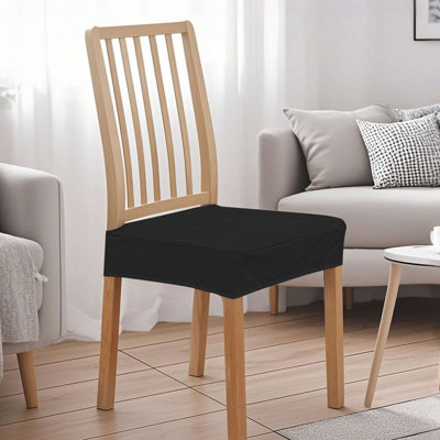 Waterproof Seat Covers for Dining Room Chairs Set of 4, Stretch Jacquard Removable Washable Chair Seat Slipcovers Protector, No Rear Covers, Beige