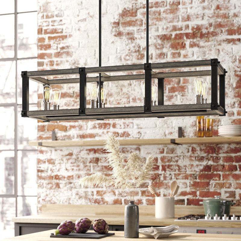 Charles 8 - Light Kitchen Island Pendant, Ashen Barnboard