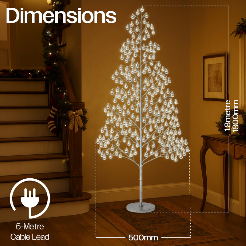  Micro Led Bauble Tree 1.8m, Silver