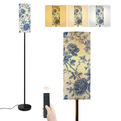 Floor Lamp Vintage Botanical Birds floral swallow bird Line Garden Cream delicate Dimmable Modern Standing Lamp with Remote Control Footswitch Bulb Lampshade Tall Pole Corner Lamp for Living Room Bedroom Office