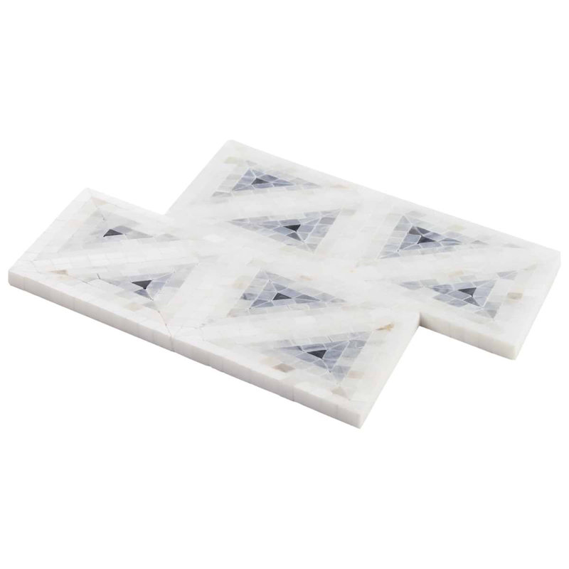 Ako 5" Triangle Marble Micro Mosaic Tile, Grigio Gray