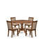 L'ensemble de table de cuisine 5 pièces comprend une table de salle à manger en bois à piédestal et 4 chaises de salle à manger en lin brun clair avec dossier rembourré - noyer antique-566216283-541086130