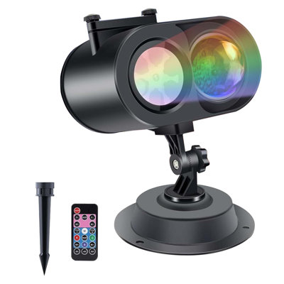 Outdoor Christmas Projector Lights With Remote, 2 In 1 Hd Moving Patterns, 12 Slides, 15 Colours, Ip65, Timer