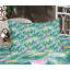 Drap-housse et coussin décoratif bleu sarcelle et blanc Ambesonne-106799551