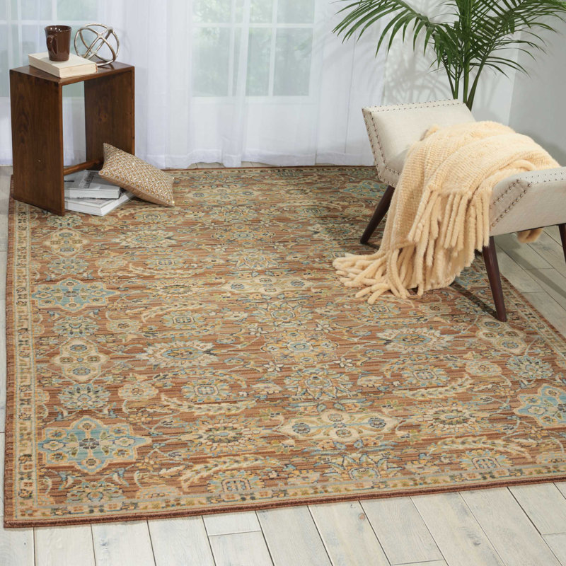 Tapis traditionnel brun Mathilde, Rectangle 8 pi 6 po x 11 pi 6 po