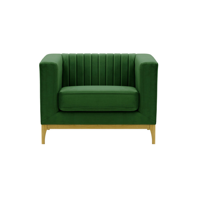 Bullis Velvet Armchair, Dark Green, Like Oak