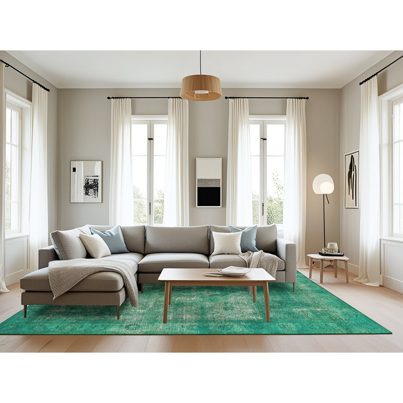 Tapis vert de style oriental, Rectangle 8 pi x 10 pi