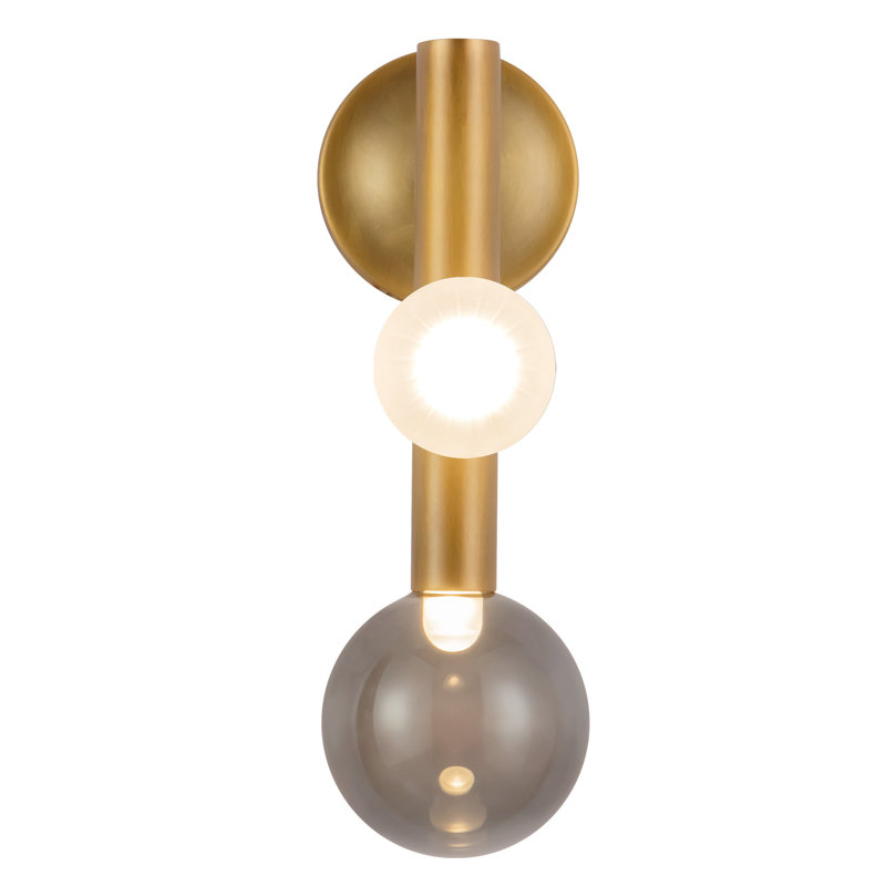 Martinez 1 - Light Armed Sconce, Vintage Brass/Smoked Glass