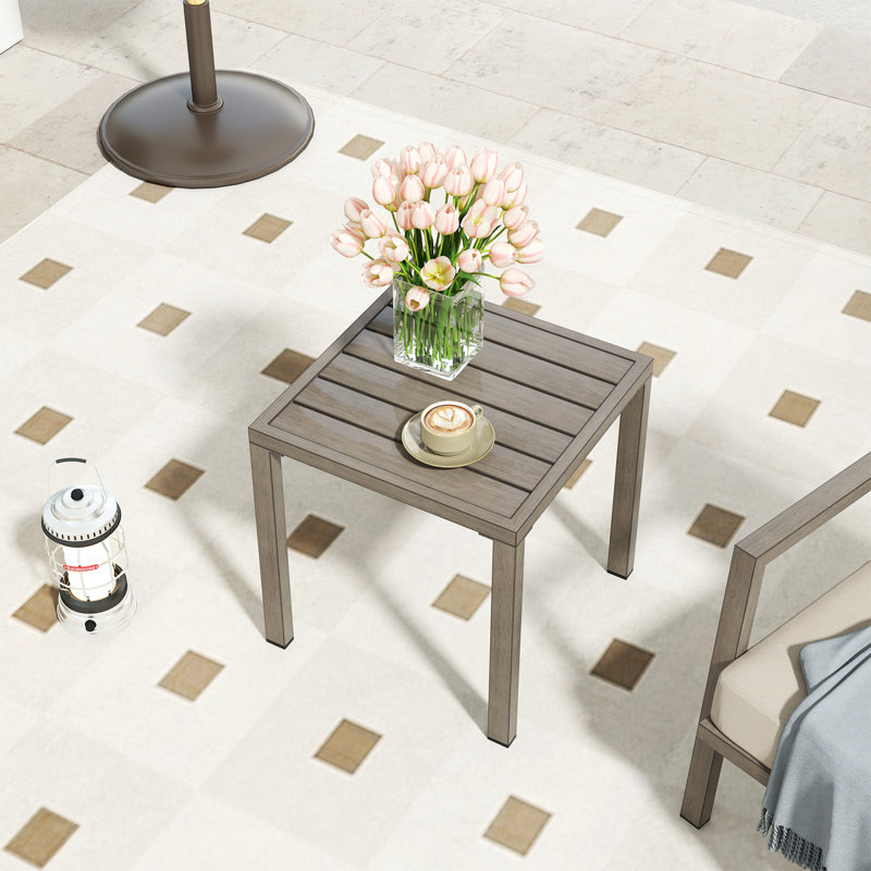 Table d'appoint d'extérieur en aluminium taupe 1 pièce Heim, Gris