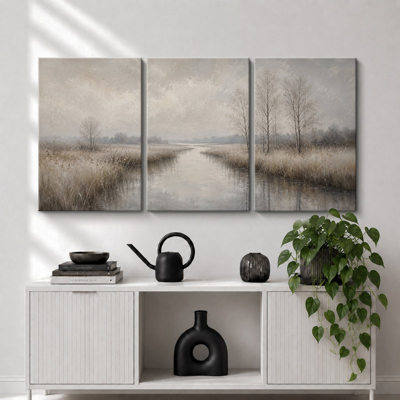 Misty Winter Wetland Landscape, H 36 po x l 72 po x P 1,5 po, Toile tendue