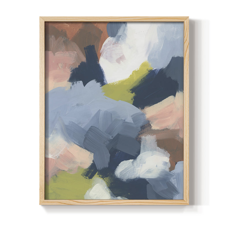 «Soft Indigo Atmosphere I», reproduction encadrée - bois massif