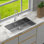 Évier encastré 33 po, cuisine en acier inoxydable de calibre 16, bol simple 9 profonds, ensemble de drain, guide d'eau en forme de X, revêtement de condensation, coussin de 3 m, nickel brossé 33 po x 19 po, jauge 9 po avec débit