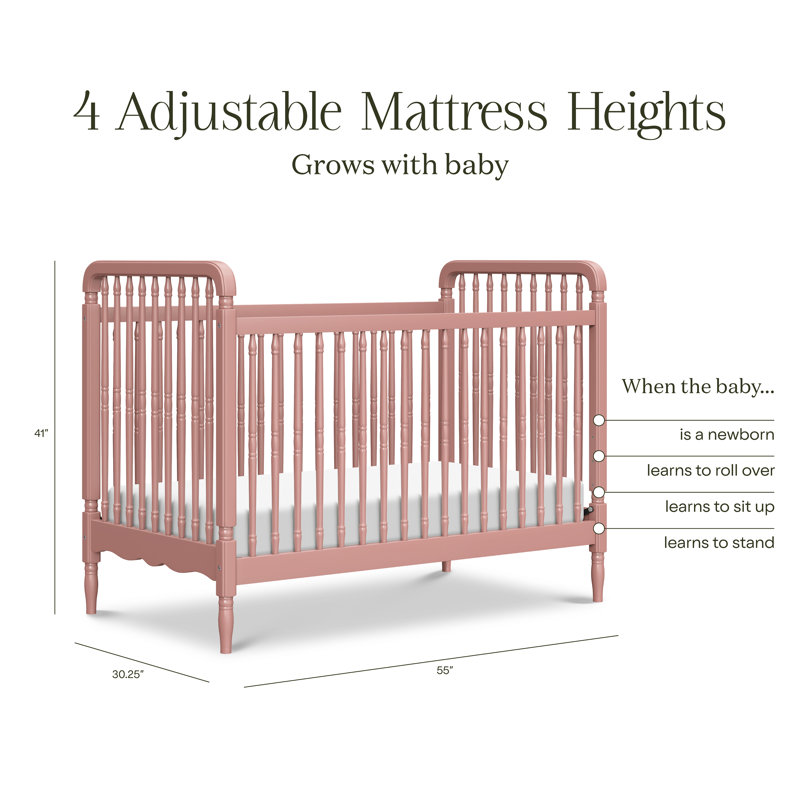 Liberty 3-in-1 Convertible Spindle Crib, Dusty Rose