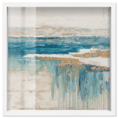 «Weeping Wall I Shadowbox Print Coastal Bathroom Art» par Art Remedy, cadre blanc, 12 x 12