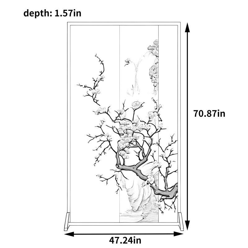 Écran cristal Plum Blossom, H 70,87 po x l 47,24 po x P 1,57 po