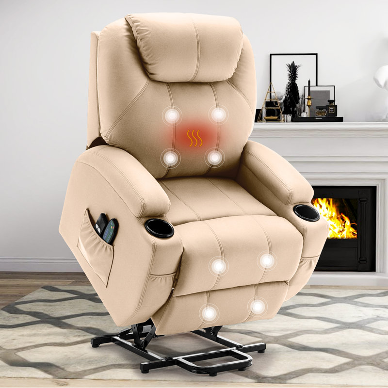 KORSER Power Lift Recliners, Recliner Chair With Heat And Massage For Elderly ,Electric Lift Recliner With Side Pockets And 2 Cup Holders