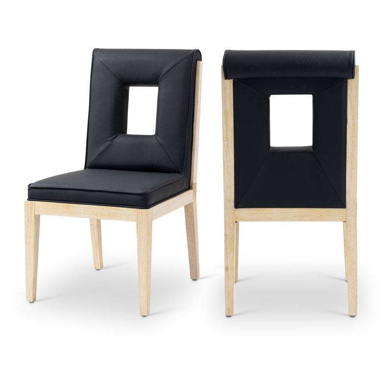 Chaise d'appoint Flore, Cuir végétalien noir, Naturel