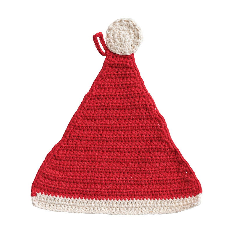 Cotton Crocheted Santa Hat Shaped Pot Holder