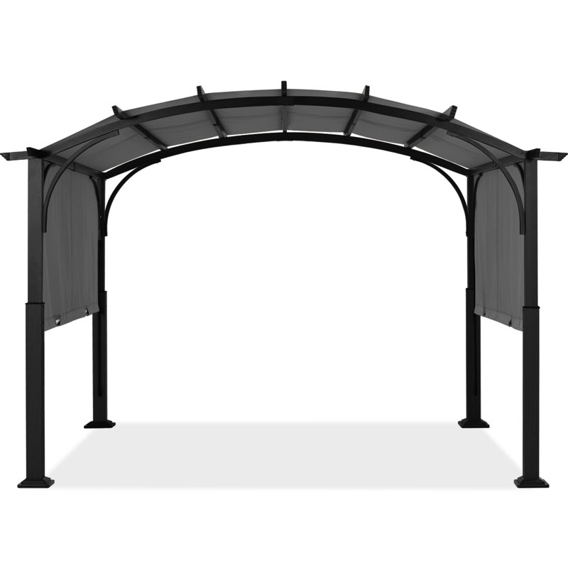Steel Pergola with Canopy The Pergolas Group, 97" H x 134" W x 112" D, Dark Gray
