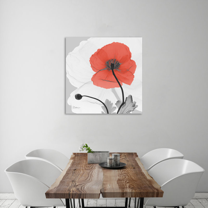 "Islande coquelicot", toile tendue par Albert Koetsier, H 48 po x l 48 po x P 1,5 po