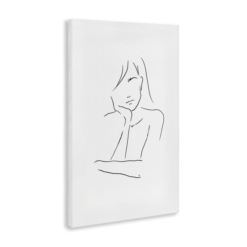 Triste femme, dessin au trait, par Martina Pavlova, H 45 po x l 30 po