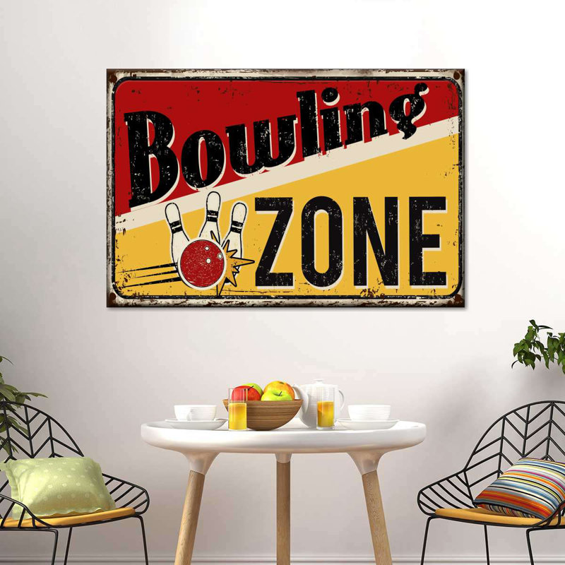 «Bowling Zone Sign», reproduction sur toile, L 20 po x H 30 po