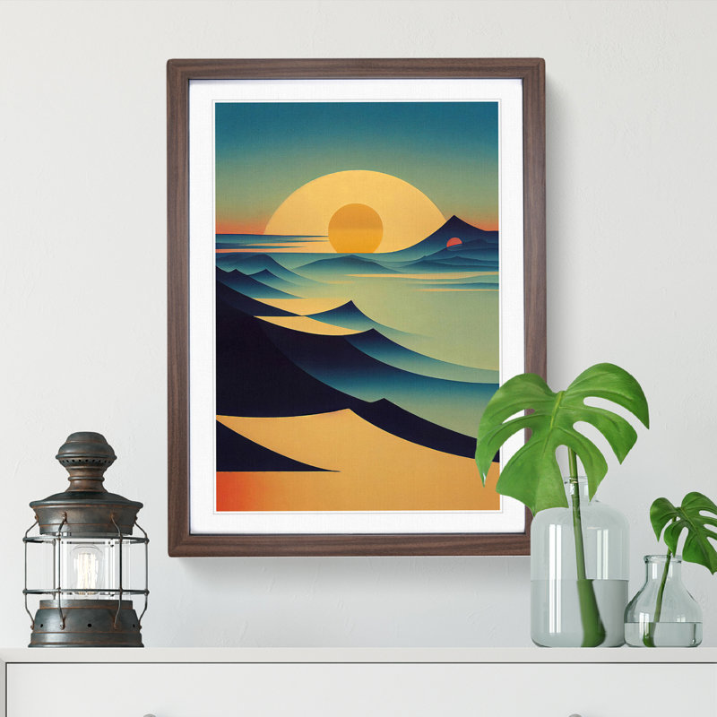 Abstract Mountain Sunset No.2 - Framed Print, 64cm H x 46cm W x 2cm D, Walnut Framed