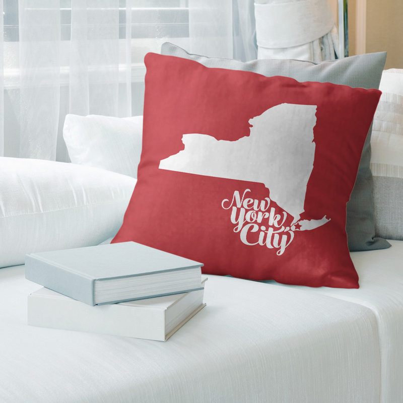 Coussin en lin nevada, New York, 26 po x 26 po, Rouge