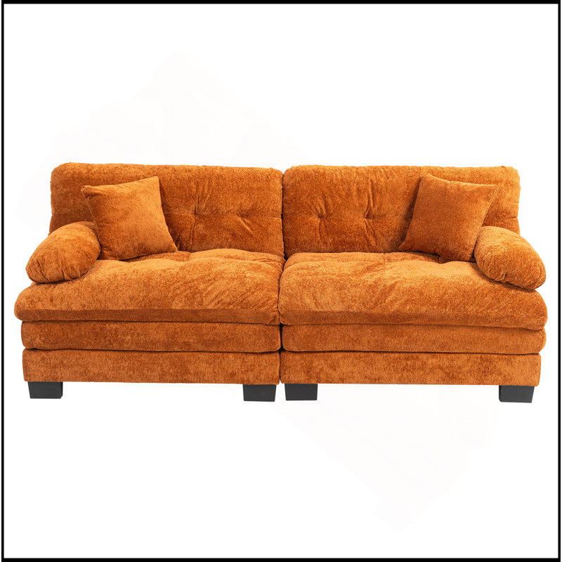 Canapé modulaire à deux places Canapé modulaire à assise profonde Canapé-lit en chenille Canapé-lit, Orange
