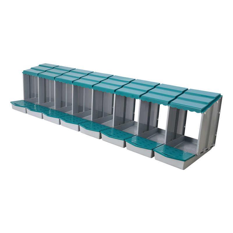 8-Compartment Chicken Laying Boxes With Egg Collection, Green