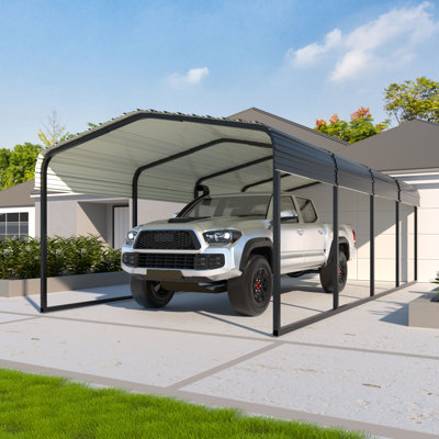 12' W x 20' D Heavy Duty Carport, Outdoor Carport Garage With Galvanized Steel Roof