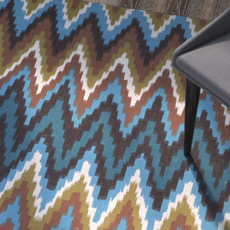 Sonny Hand-Loomed  Cotton Blue/Grey/Brown Area Rug, Rectangle 4' x 6'