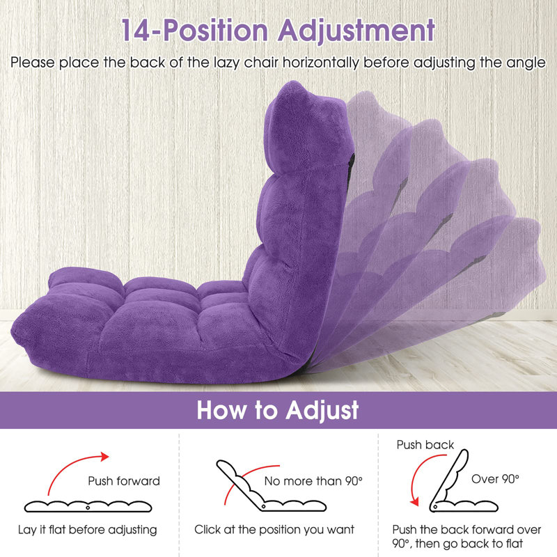Chaise de plancher pliante avec dossier, Mauve
