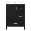 Compact Modern Vanity Cabinet With Sink, Wood Frame, Stylish Black