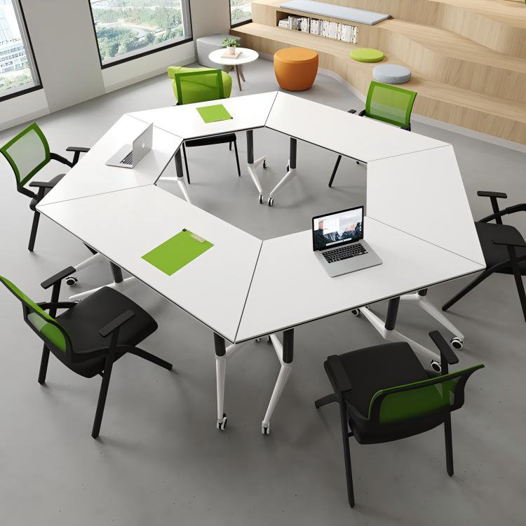 Ensemble de table de conférence pliable trapézoïdale modulaire mobile