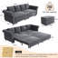 Canapé-lit Chesterfield de 90 po en velours avec très grand lit, canapé-lit convertible avec 4 coussins, gris-1852260285