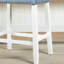 Tabourets de comptoir 2, siège de selle en velours, bleu, 2 tabourets décoratifs blanchis, sièges bleus, attrait blanc délavé-791339584