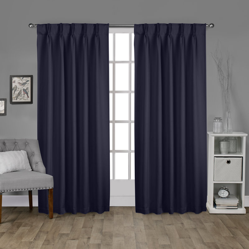 Sateen Room Darkening Curtain Pair, Peacoat Blue, 26" W x 63" L