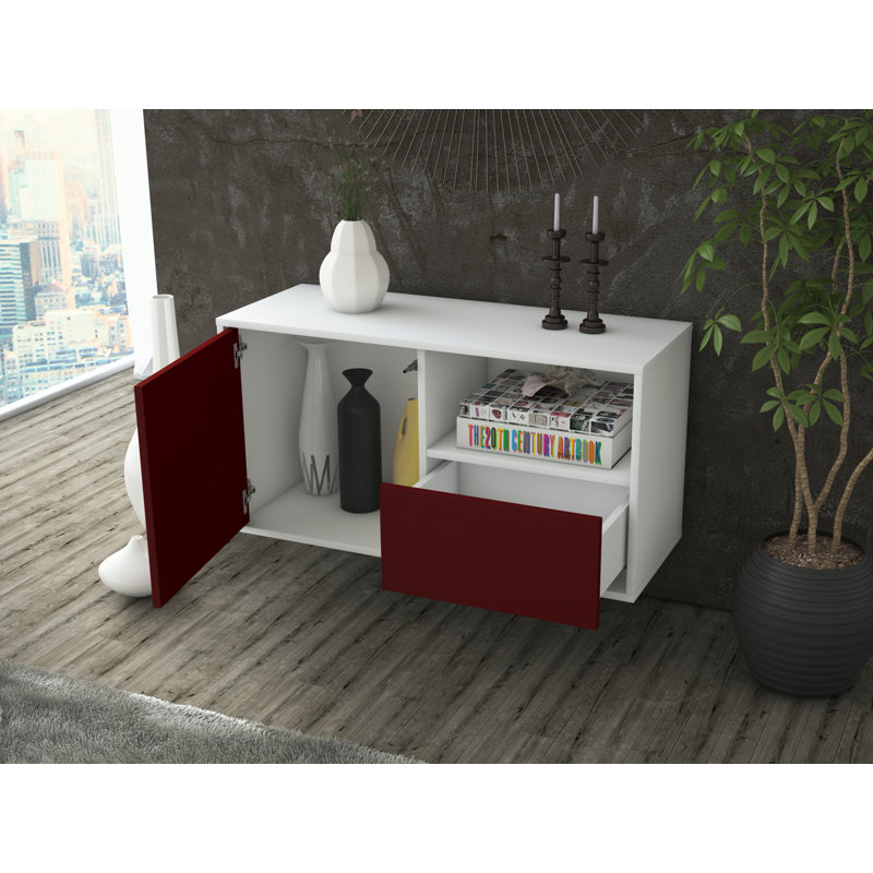 Garibaldi TV Stand, Red / Matte White