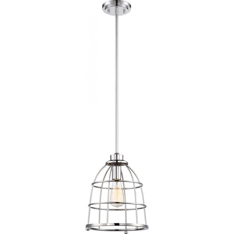 Motes 1 - Light Single Pendant, 46.5" H x 7.25" W x 7.25" D, Polished Nickel