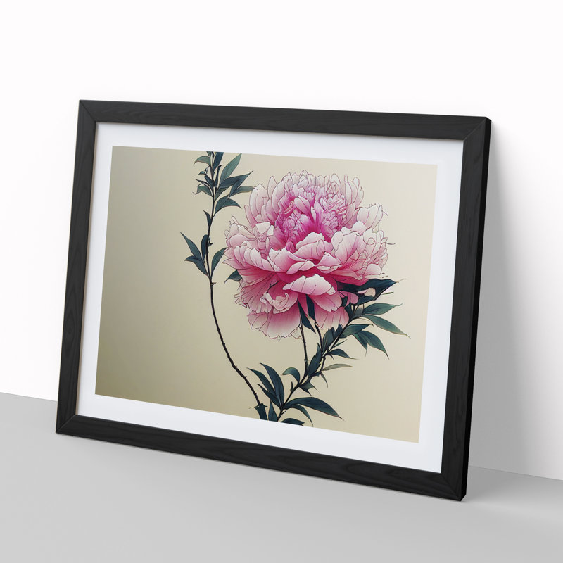 Intriguing Peony Flowers - Framed Print, Black, 46cm H x 64cm W x 2cm D